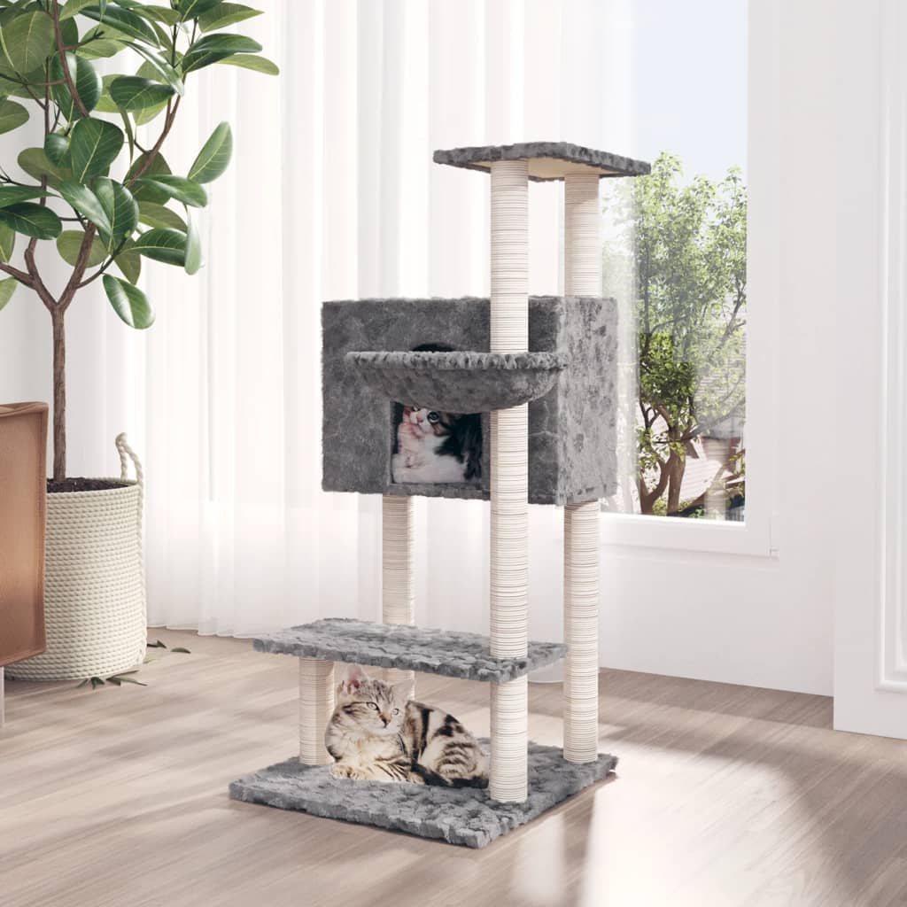 Kattenmeubel met sisal krabpalen 108,5 cm lichtgrijs is nu te koop bij PeponiXL, paradijselijk wonen!