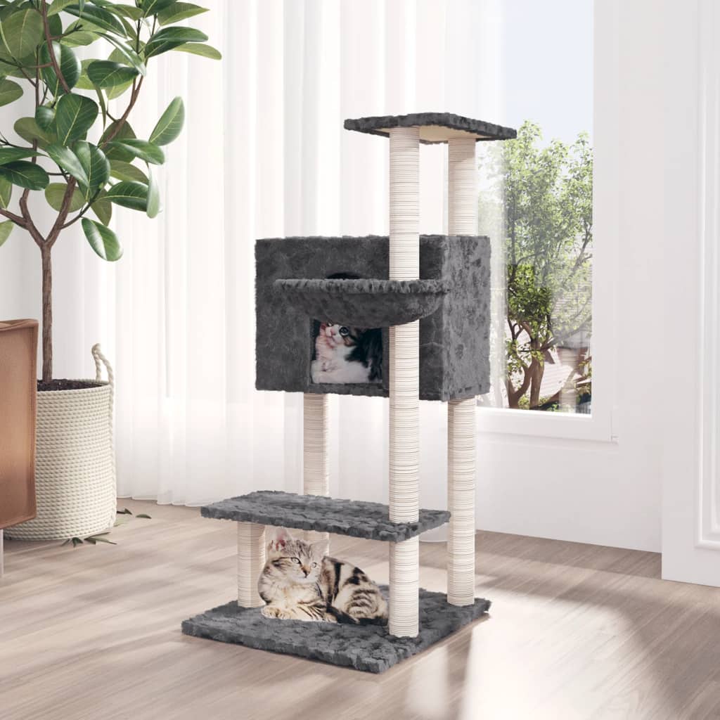 Kattenmeubel met sisal krabpalen 108,5 cm donkergrijs is nu te koop bij PeponiXL, paradijselijk wonen!