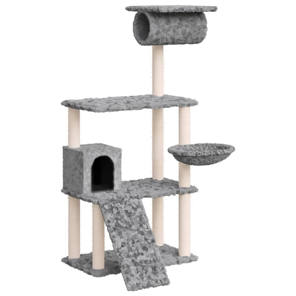 Kattenmeubel met sisal krabpalen 131 cm lichtgrijs is nu te koop bij PeponiXL, paradijselijk wonen!