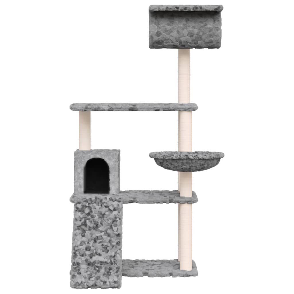 Kattenmeubel met sisal krabpalen 131 cm lichtgrijs is nu te koop bij PeponiXL, paradijselijk wonen!