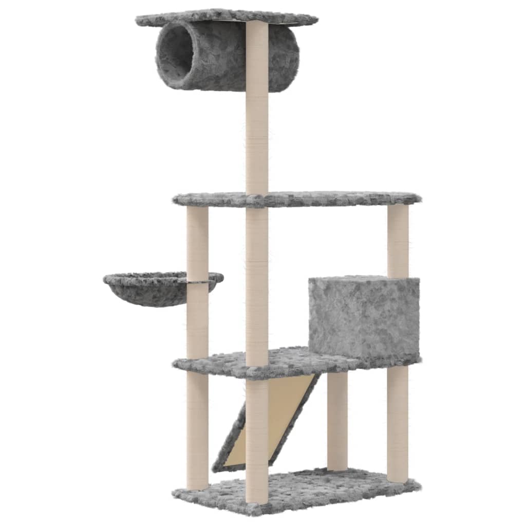 Kattenmeubel met sisal krabpalen 131 cm lichtgrijs is nu te koop bij PeponiXL, paradijselijk wonen!