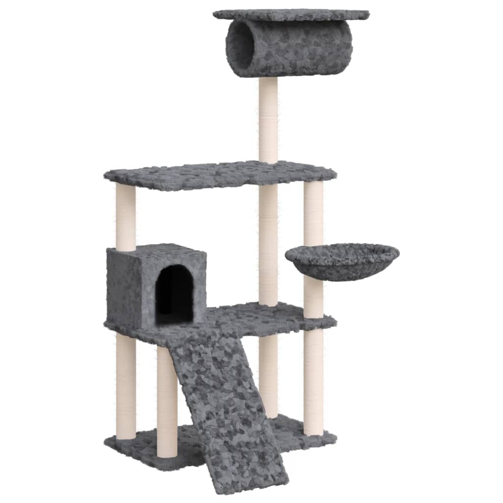 Kattenmeubel met sisal krabpalen 131 cm donkergrijs is nu te koop bij PeponiXL, paradijselijk wonen!