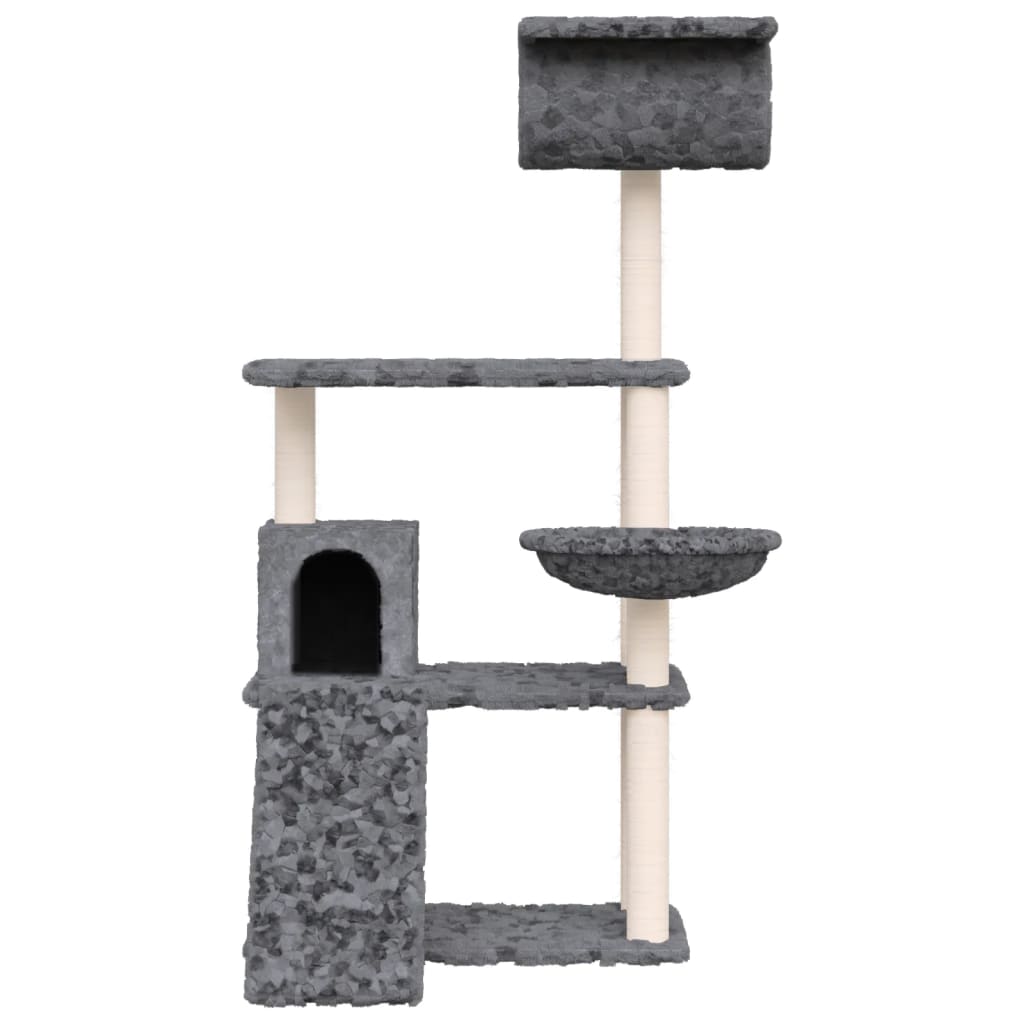 Kattenmeubel met sisal krabpalen 131 cm donkergrijs is nu te koop bij PeponiXL, paradijselijk wonen!