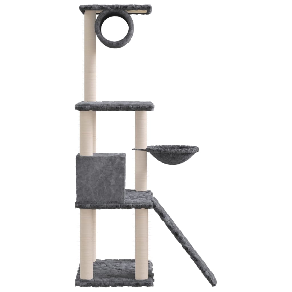 Kattenmeubel met sisal krabpalen 131 cm donkergrijs is nu te koop bij PeponiXL, paradijselijk wonen!