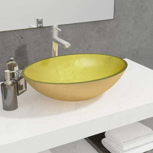 Wasbak 50x37x14 cm glas goudkleurig is nu te koop bij PeponiXL, paradijselijk wonen!