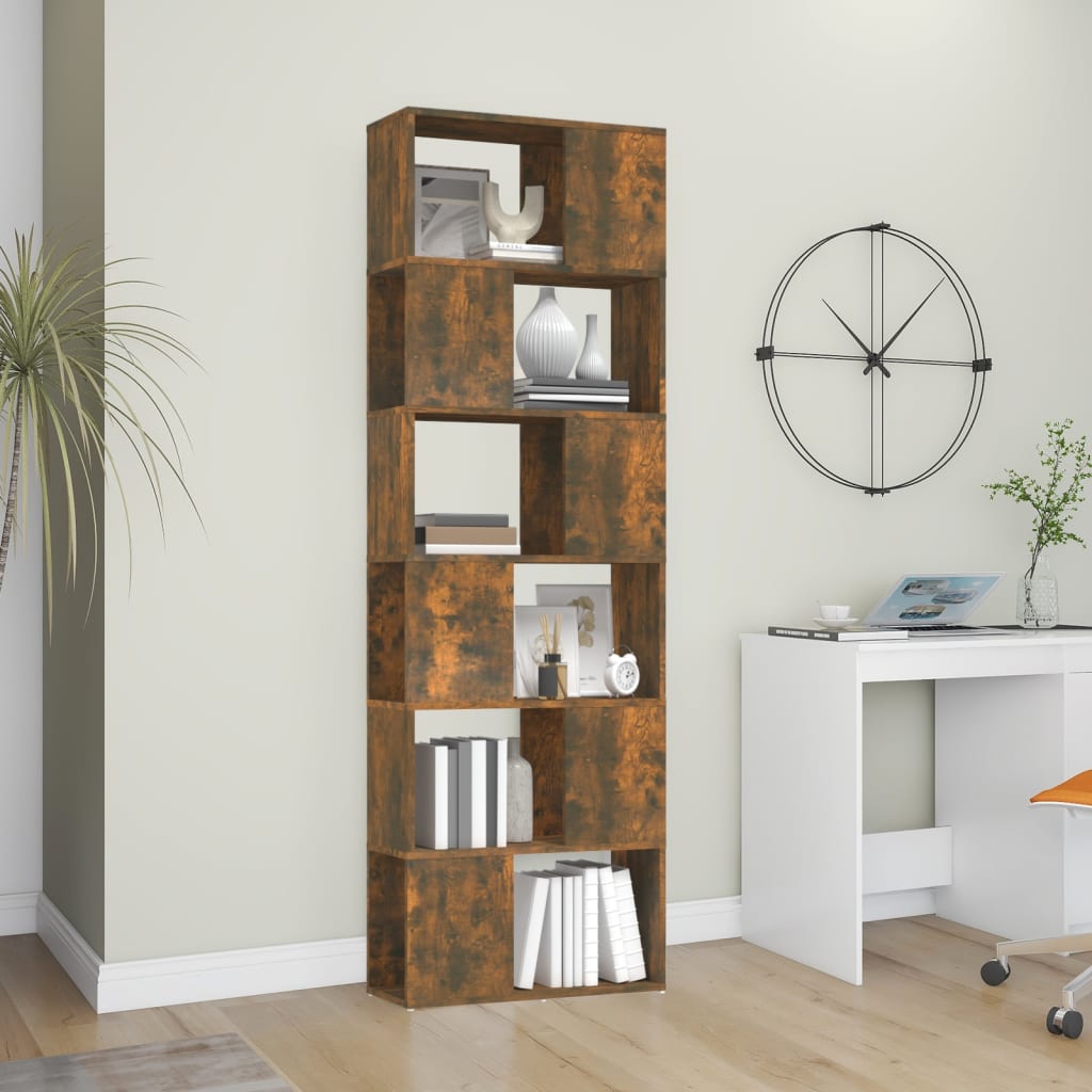 Boekenkast/kamerscherm 60x24x186 cm gerookt eikenkleurig is nu te koop bij PeponiXL, paradijselijk wonen!