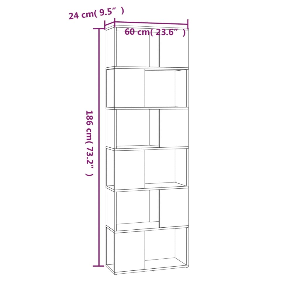 Boekenkast/kamerscherm 60x24x186 cm gerookt eikenkleurig is nu te koop bij PeponiXL, paradijselijk wonen!