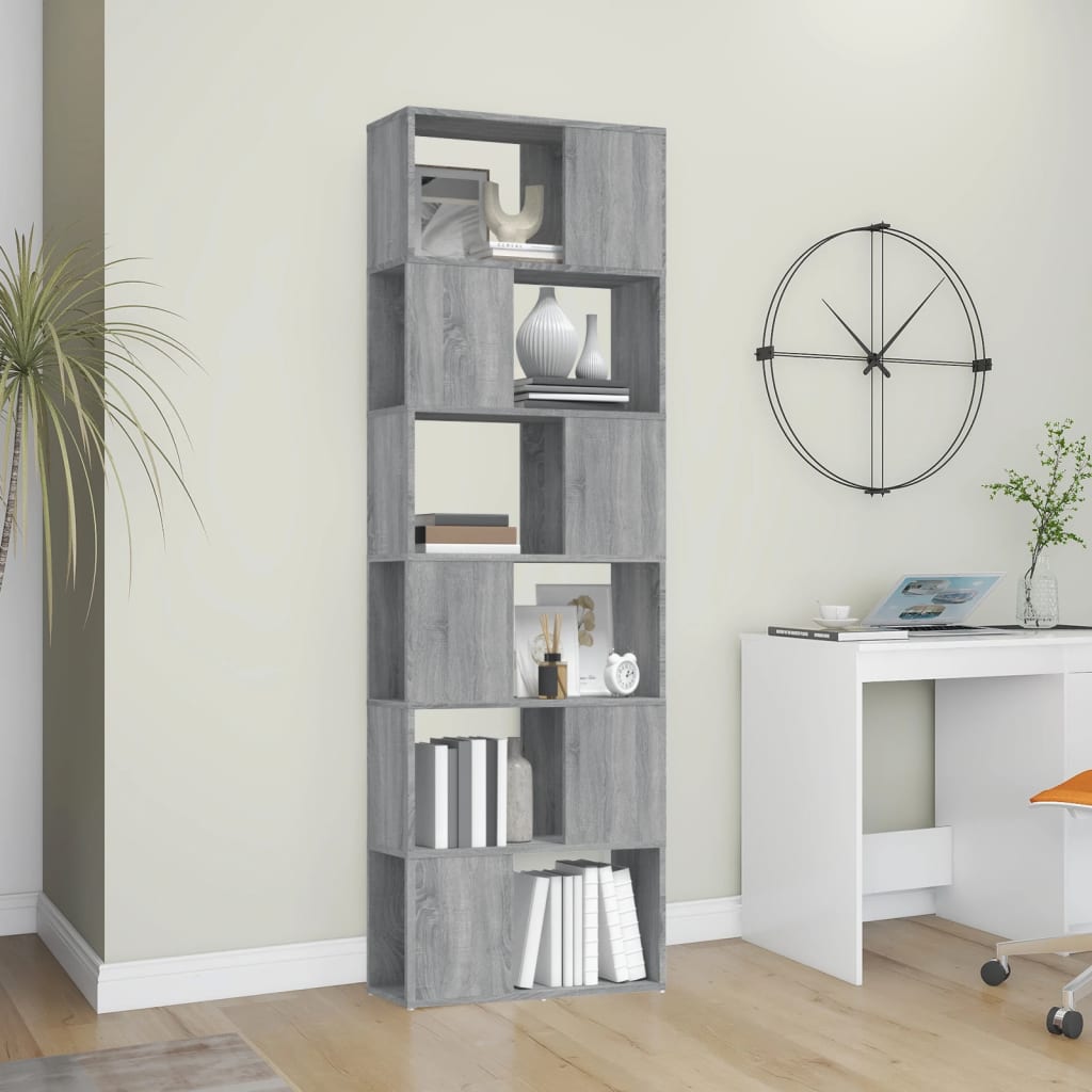 Boekenkast/kamerscherm 60x24x186 cm grijs sonoma eiken is nu te koop bij PeponiXL, paradijselijk wonen!