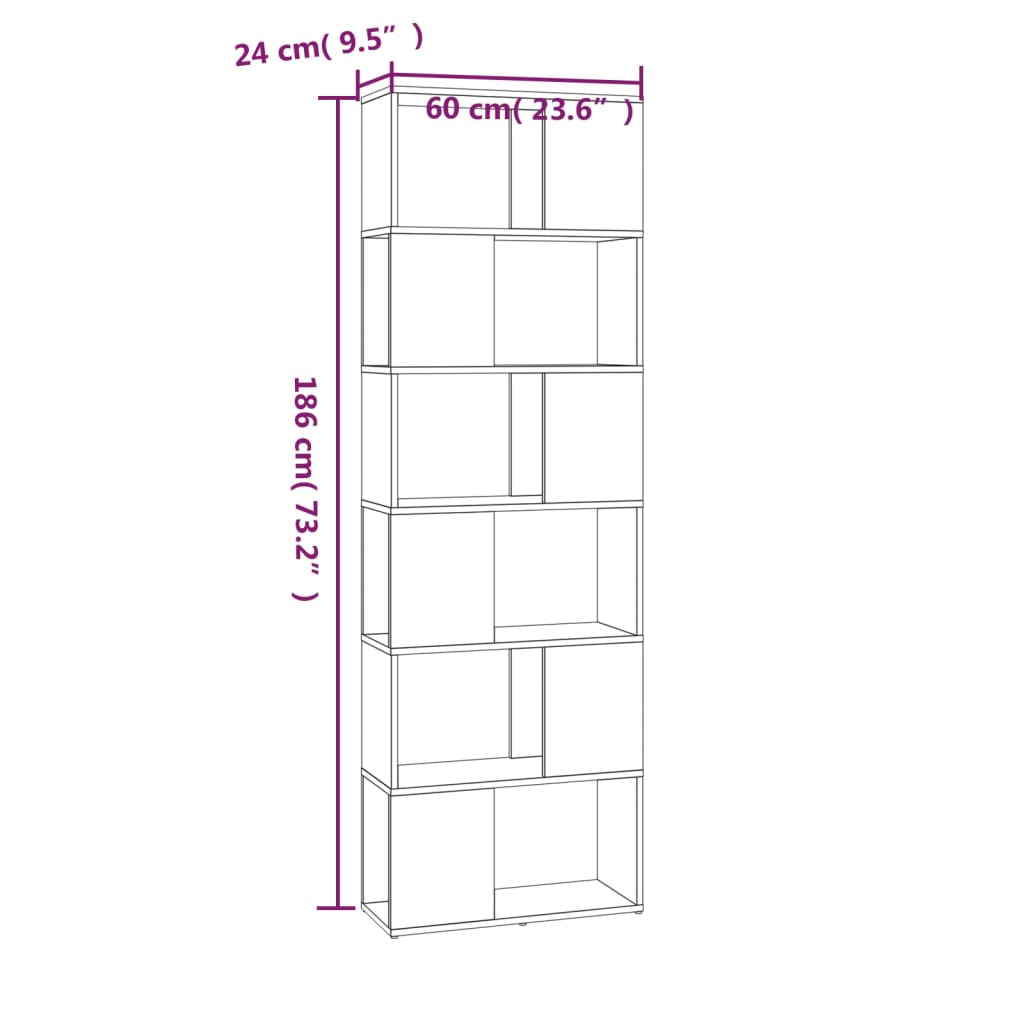 Boekenkast/kamerscherm 60x24x186 cm grijs sonoma eiken is nu te koop bij PeponiXL, paradijselijk wonen!