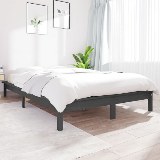 Bedframe massief grenenhout grijs 150x200 cm is nu te koop bij PeponiXL, paradijselijk wonen!