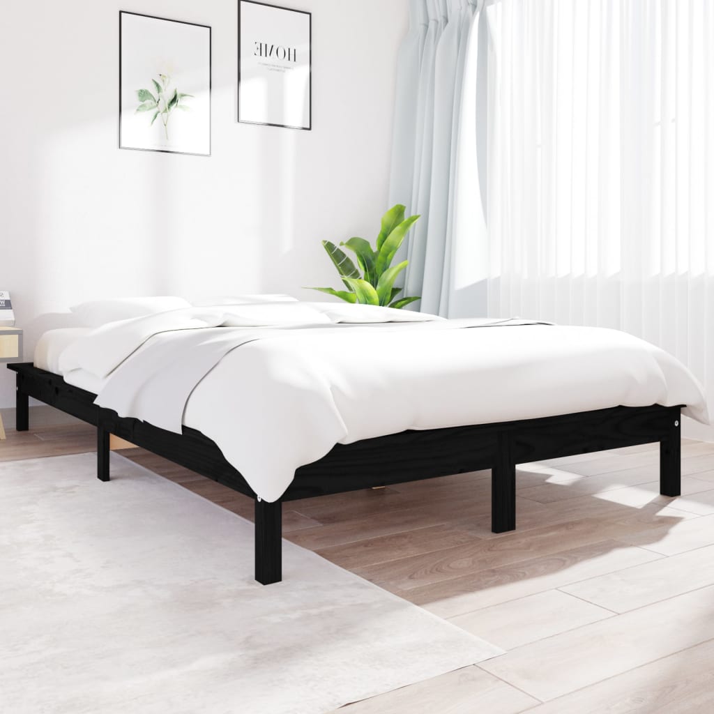Bedframe massief grenenhout zwart 150x200 cm is nu te koop bij PeponiXL, paradijselijk wonen!