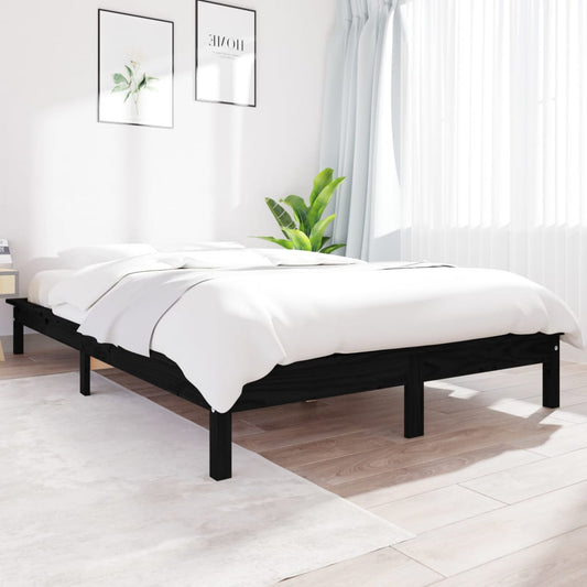 Bedframe massief grenenhout zwart 150x200 cm is nu te koop bij PeponiXL, paradijselijk wonen!
