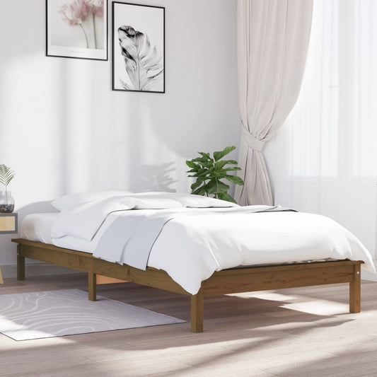 Bedframe massief grenenhout honingbruin 90x190 cm is nu te koop bij PeponiXL, paradijselijk wonen!