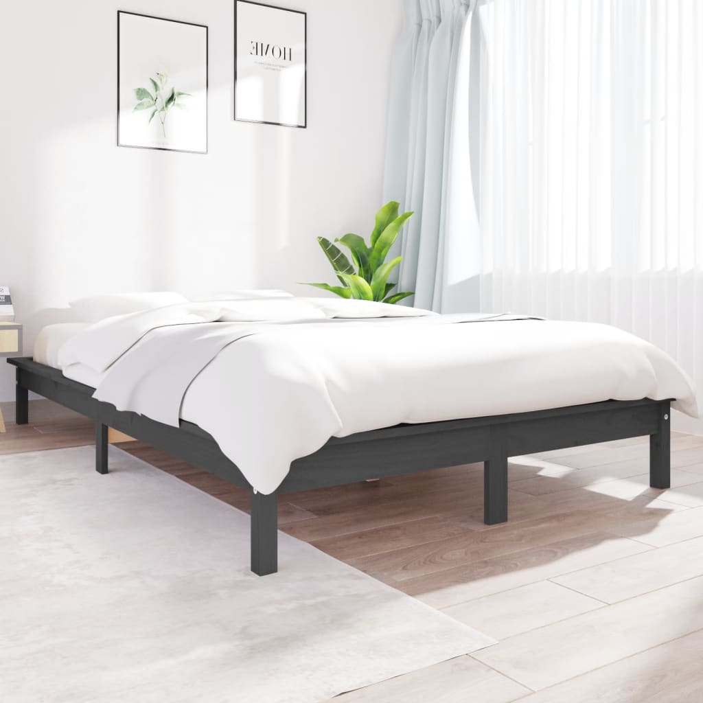 Bedframe massief grenenhout grijs 120x190 cm is nu te koop bij PeponiXL, paradijselijk wonen!