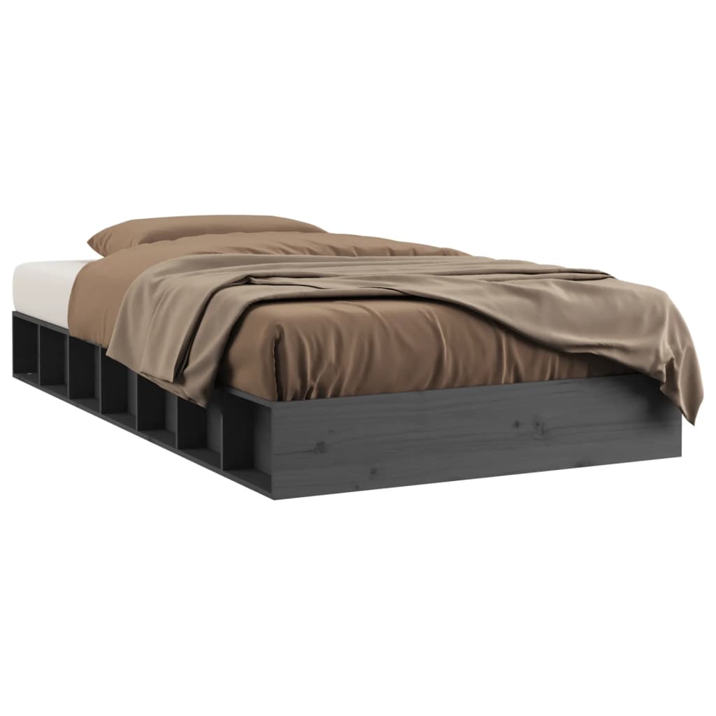 Bedframe massief hout grijs 75x190 cm is nu te koop bij PeponiXL, paradijselijk wonen!