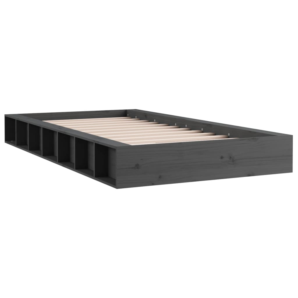 Bedframe massief hout grijs 75x190 cm is nu te koop bij PeponiXL, paradijselijk wonen!