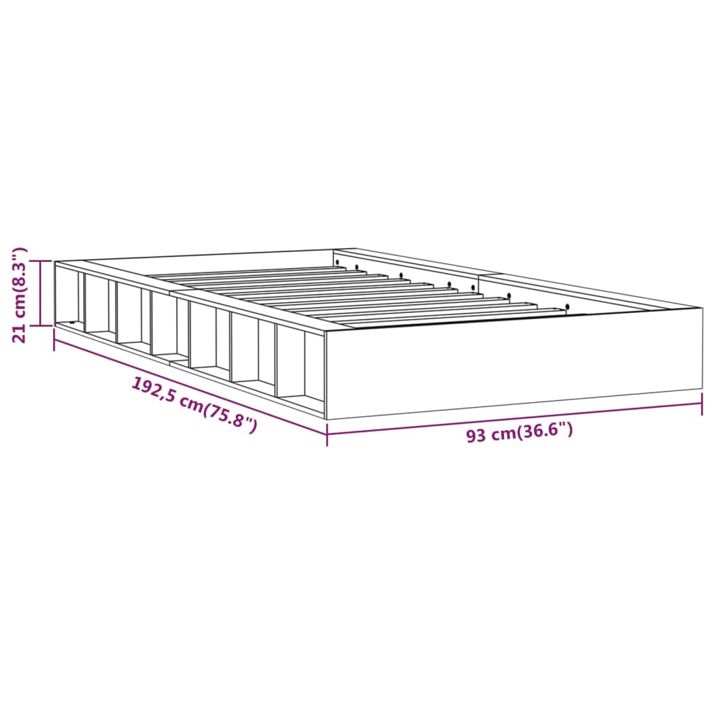 Bedframe massief hout grijs 75x190 cm is nu te koop bij PeponiXL, paradijselijk wonen!