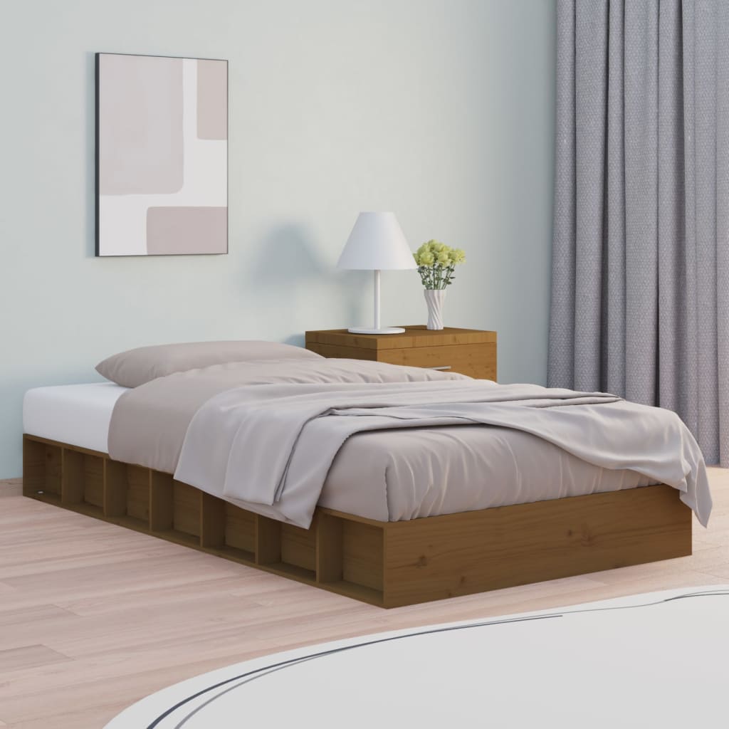 Bedframe massief hout honingbruin 75x190 cm is nu te koop bij PeponiXL, paradijselijk wonen!