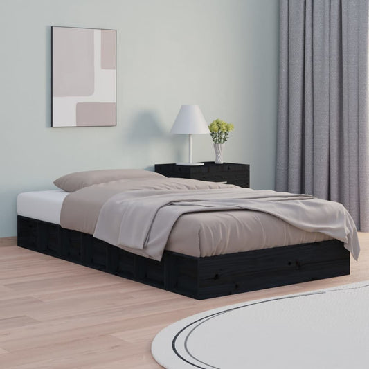 Bedframe massief hout zwart 75x190 cm is nu te koop bij PeponiXL, paradijselijk wonen!
