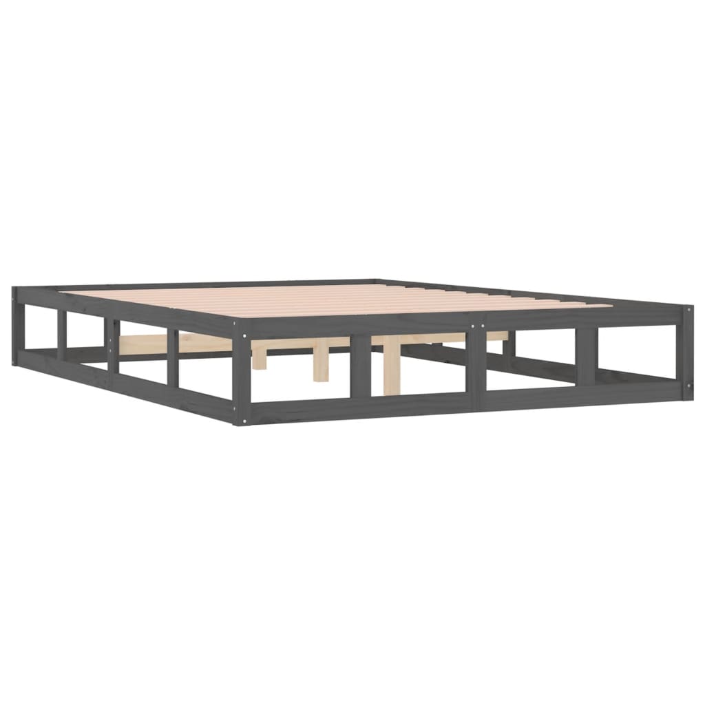 Bedframe massief hout grijs 150x200 cm is nu te koop bij PeponiXL, paradijselijk wonen!