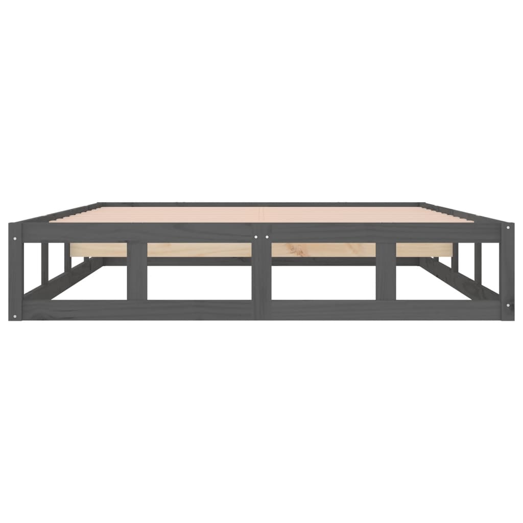 Bedframe massief hout grijs 150x200 cm is nu te koop bij PeponiXL, paradijselijk wonen!