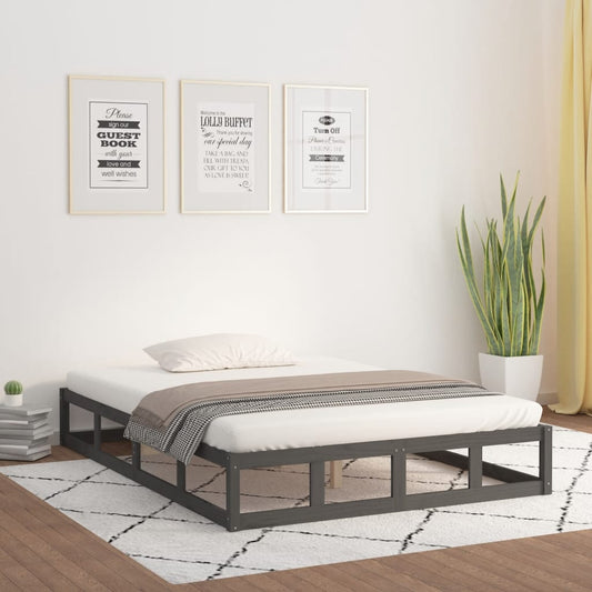 Bedframe massief hout grijs 150x200 cm is nu te koop bij PeponiXL, paradijselijk wonen!