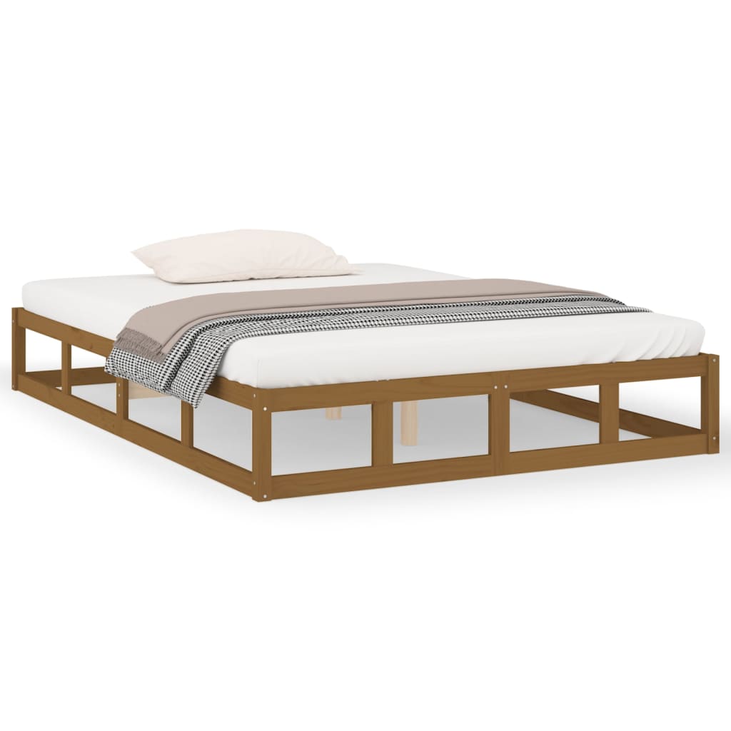 Bedframe massief hout honingbruin 150x200 cm is nu te koop bij PeponiXL, paradijselijk wonen!