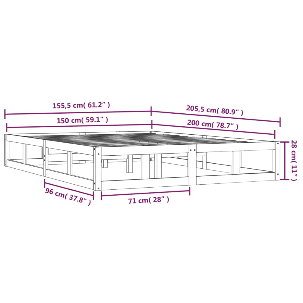 Bedframe massief hout honingbruin 150x200 cm is nu te koop bij PeponiXL, paradijselijk wonen!