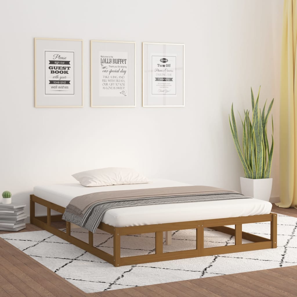 Bedframe massief hout honingbruin 150x200 cm is nu te koop bij PeponiXL, paradijselijk wonen!