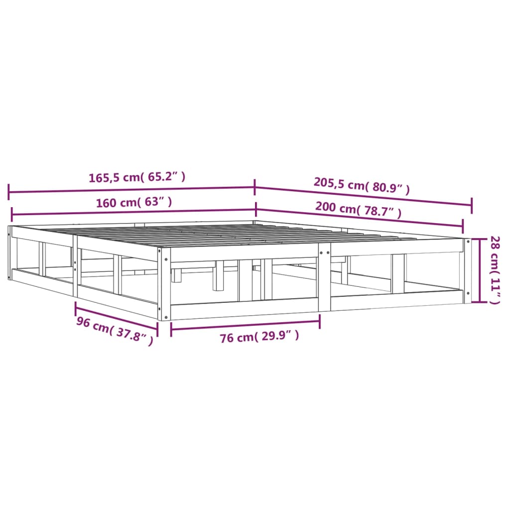 Bedframe massief hout wit 160x200 cm is nu te koop bij PeponiXL, paradijselijk wonen!
