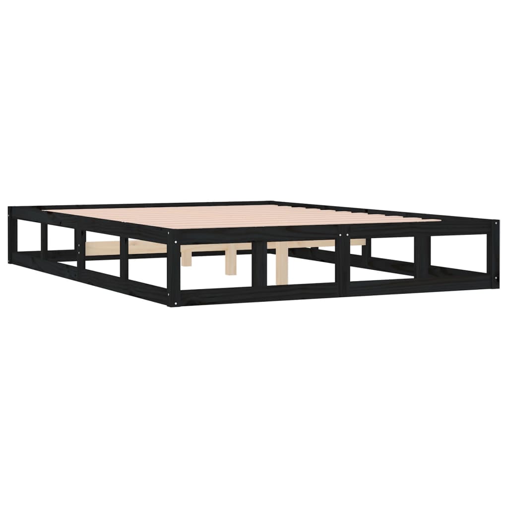 Bedframe massief hout zwart 160x200 cm is nu te koop bij PeponiXL, paradijselijk wonen!