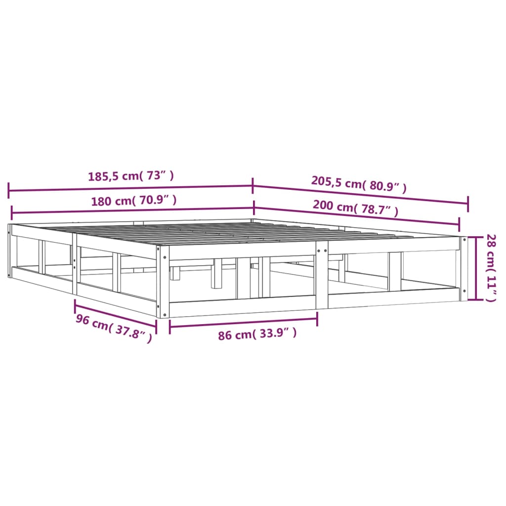 Bedframe massief hout wit 180x200 cm is nu te koop bij PeponiXL, paradijselijk wonen!