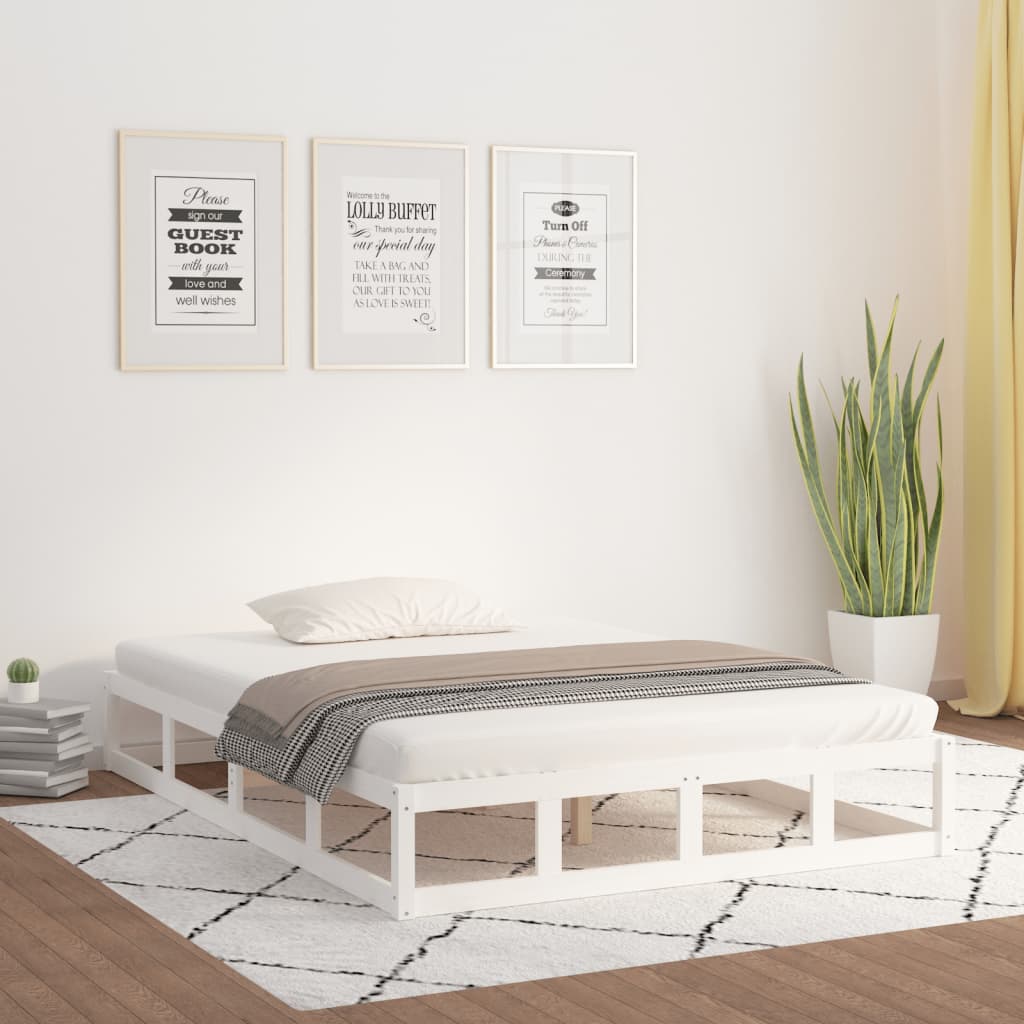 Bedframe massief hout wit 200x200 cm is nu te koop bij PeponiXL, paradijselijk wonen!