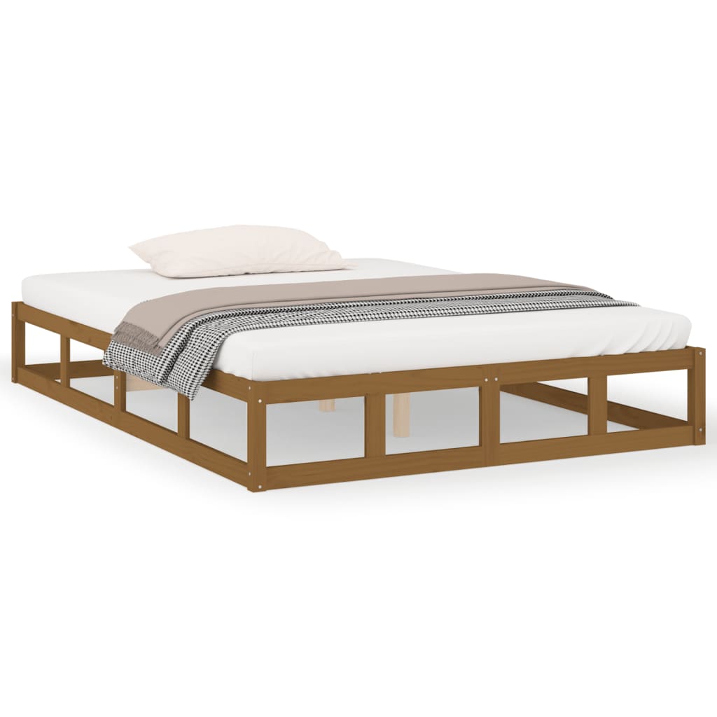 Bedframe massief hout honingbruin 200x200 cm is nu te koop bij PeponiXL, paradijselijk wonen!