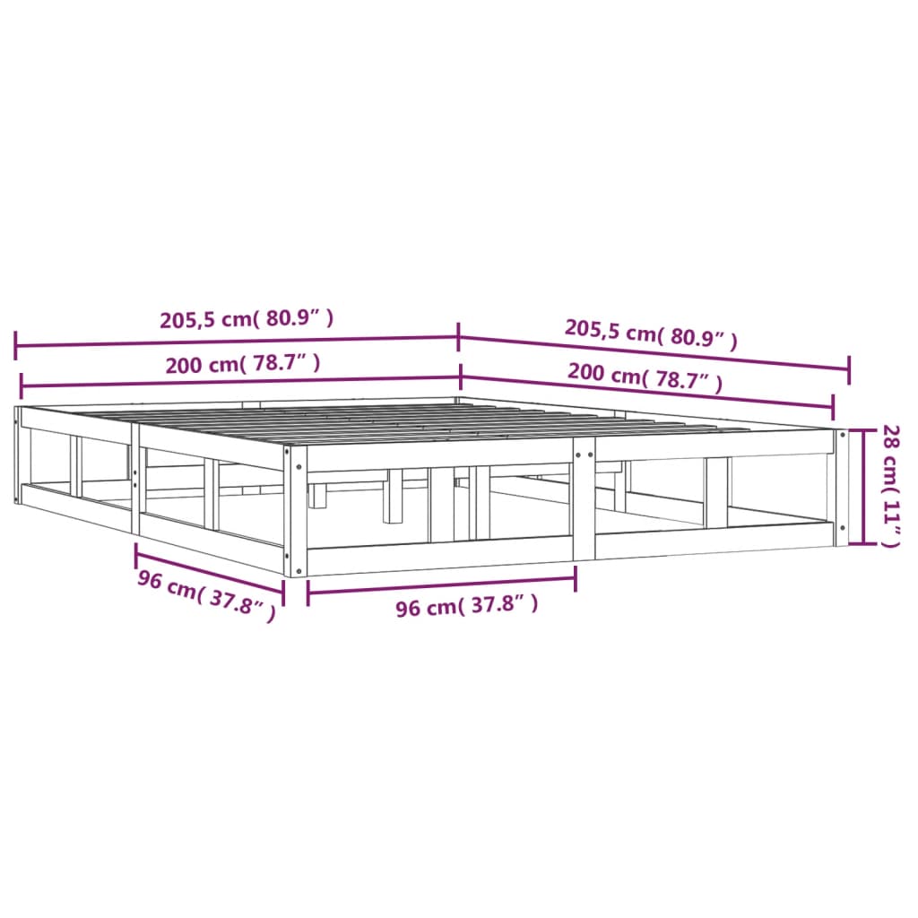Bedframe massief hout honingbruin 200x200 cm is nu te koop bij PeponiXL, paradijselijk wonen!