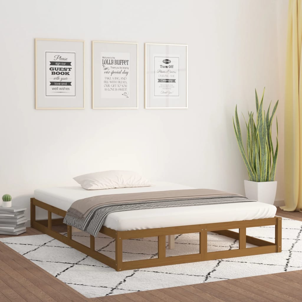 Bedframe massief hout honingbruin 200x200 cm is nu te koop bij PeponiXL, paradijselijk wonen!