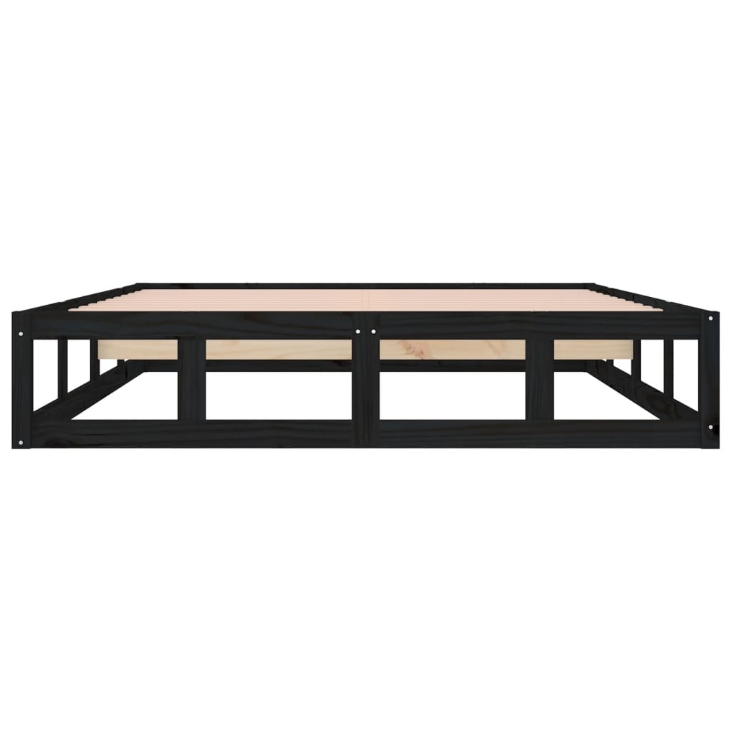 Bedframe massief hout zwart 200x200 cm is nu te koop bij PeponiXL, paradijselijk wonen!