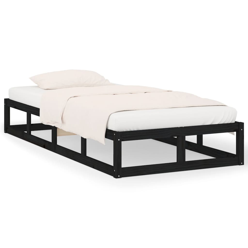 Bedframe massief hout zwart 75x190 cm is nu te koop bij PeponiXL, paradijselijk wonen!