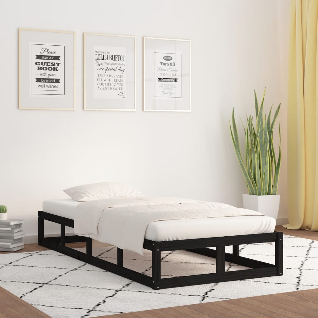 Bedframe massief hout zwart 75x190 cm is nu te koop bij PeponiXL, paradijselijk wonen!