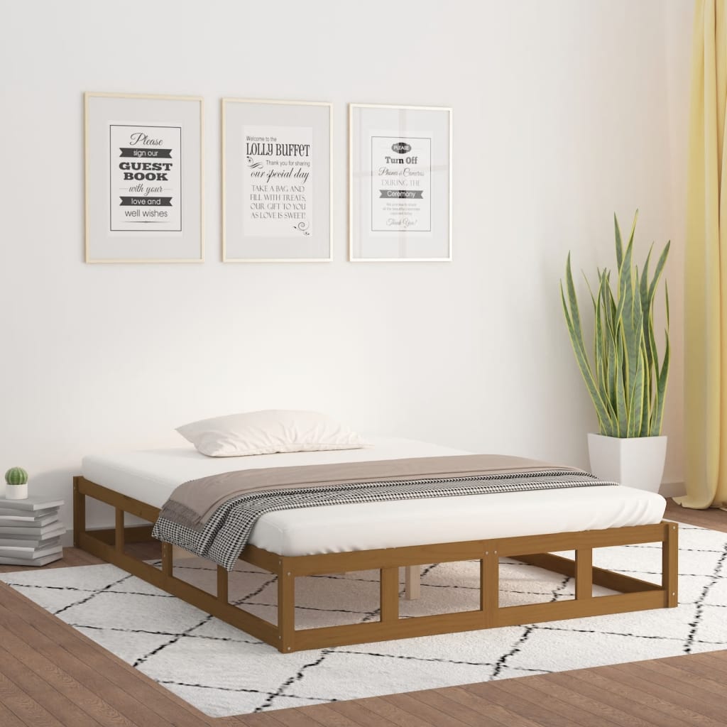 Bedframe massief hout honingbruin 120x190 cm is nu te koop bij PeponiXL, paradijselijk wonen!