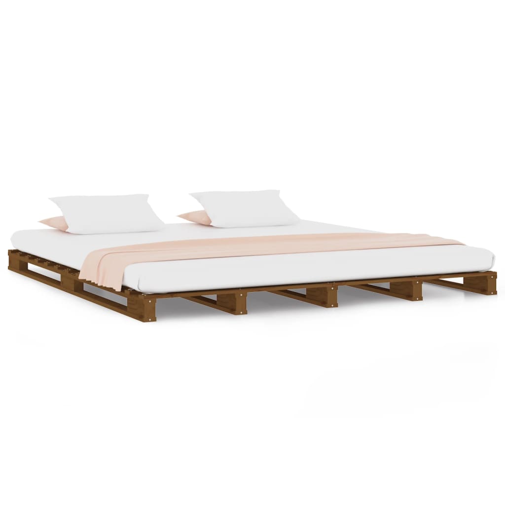 Palletbed massief grenenhout honingbruin 120x200 cm is nu te koop bij PeponiXL, paradijselijk wonen!