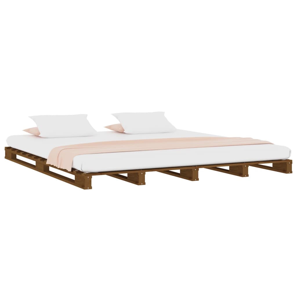 Palletbed massief grenenhout honingbruin 120x200 cm is nu te koop bij PeponiXL, paradijselijk wonen!