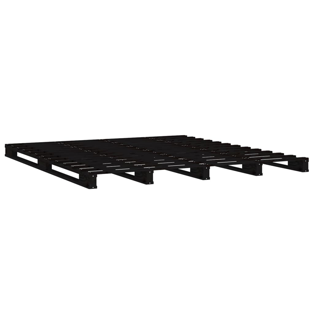 Palletbed massief grenenhout zwart 120x190 cm is nu te koop bij PeponiXL, paradijselijk wonen!