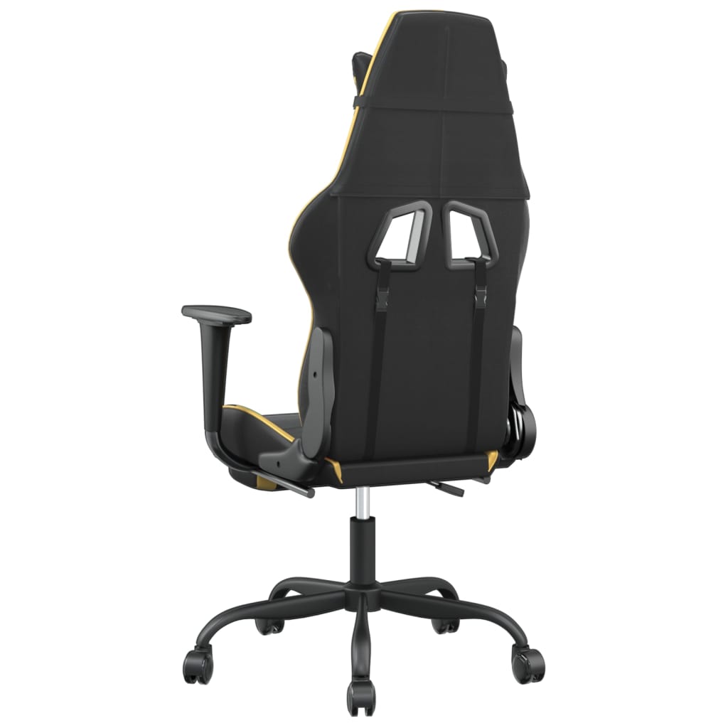 Massage gamestoel met voetensteun kunstleer zwart/goudkleurig is nu te koop bij PeponiXL, paradijselijk wonen!