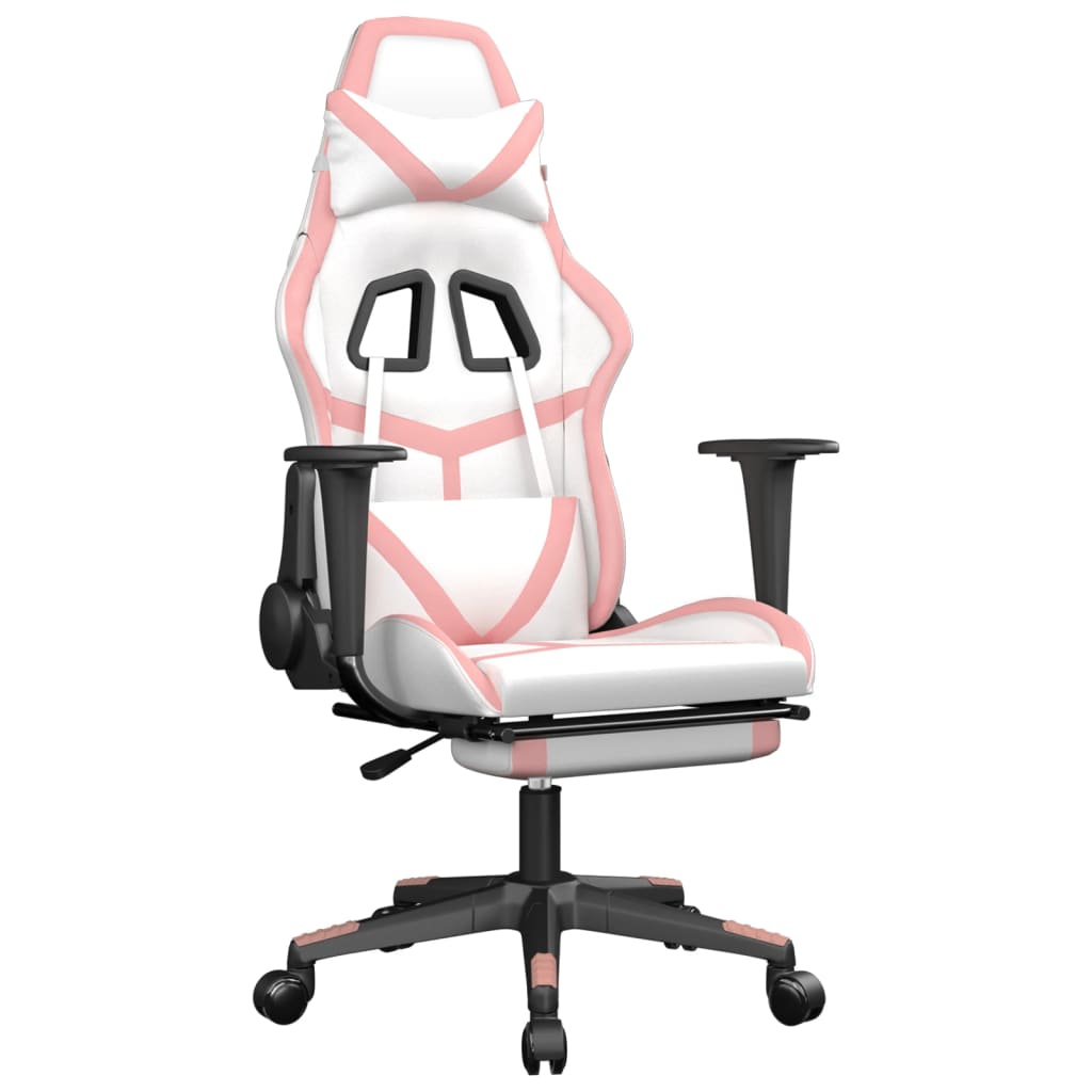 Massage gamestoel met voetensteun kunstleer zwart en roze is nu te koop bij PeponiXL, paradijselijk wonen!