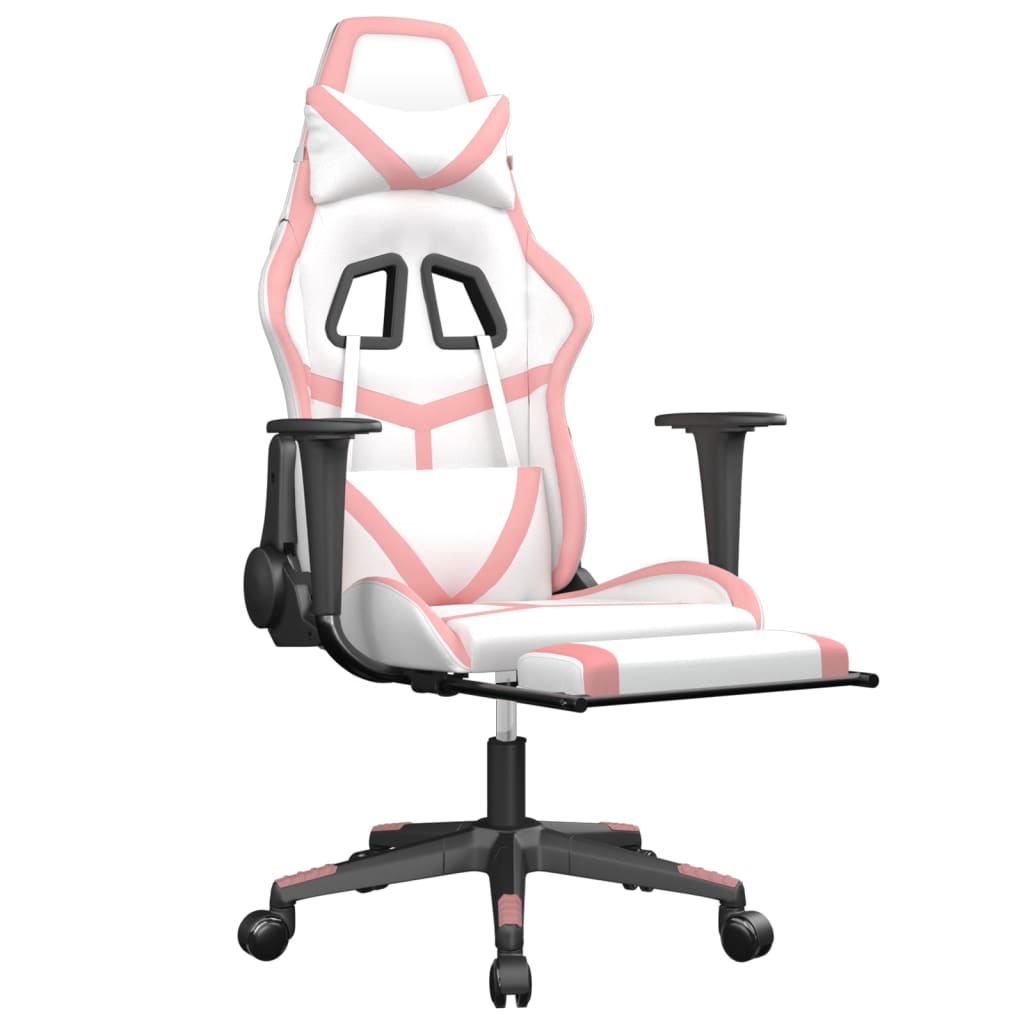 Massage gamestoel met voetensteun kunstleer zwart en roze is nu te koop bij PeponiXL, paradijselijk wonen!
