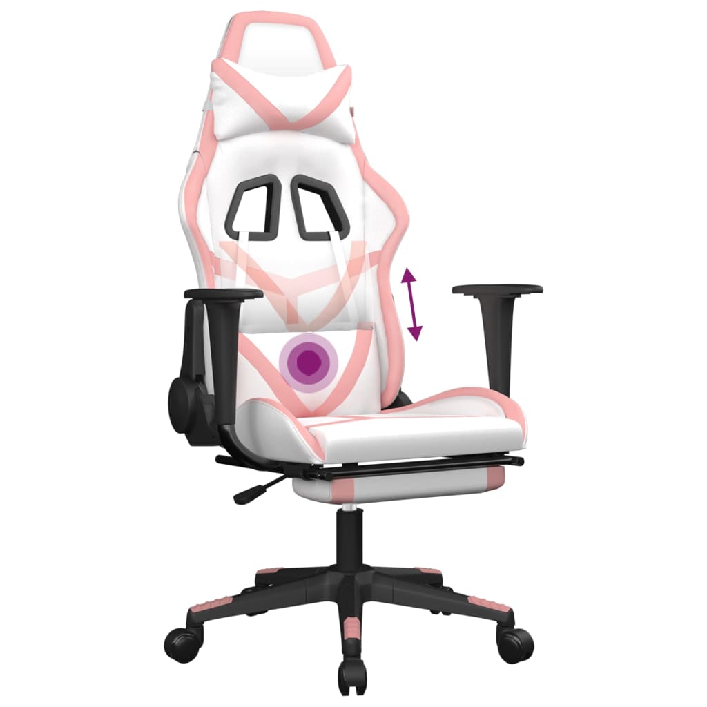 Massage gamestoel met voetensteun kunstleer zwart en roze is nu te koop bij PeponiXL, paradijselijk wonen!