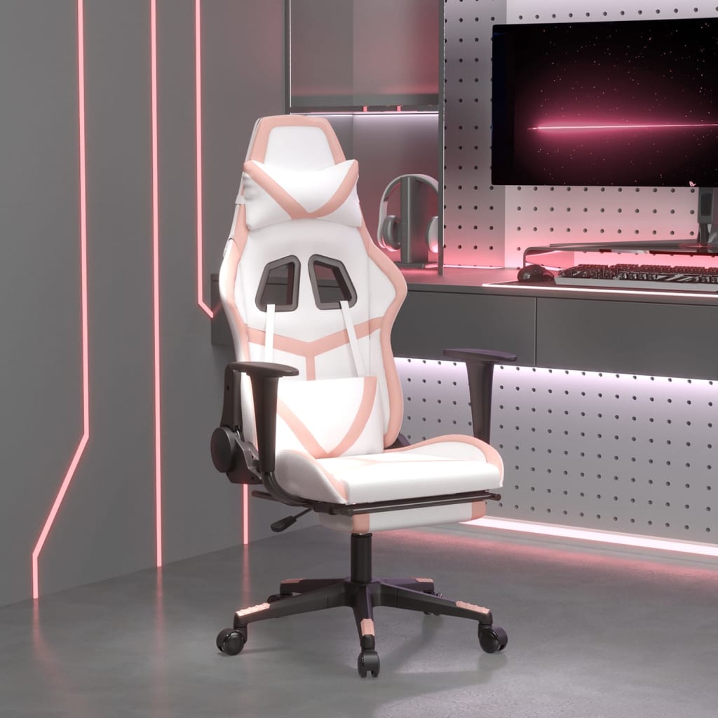 Massage gamestoel met voetensteun kunstleer zwart en roze is nu te koop bij PeponiXL, paradijselijk wonen!
