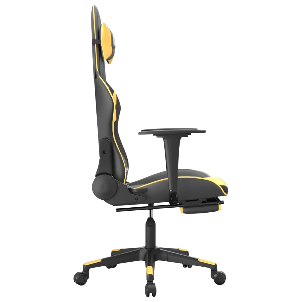 Massage gamestoel met voetensteun kunstleer zwart/goudkleurig is nu te koop bij PeponiXL, paradijselijk wonen!