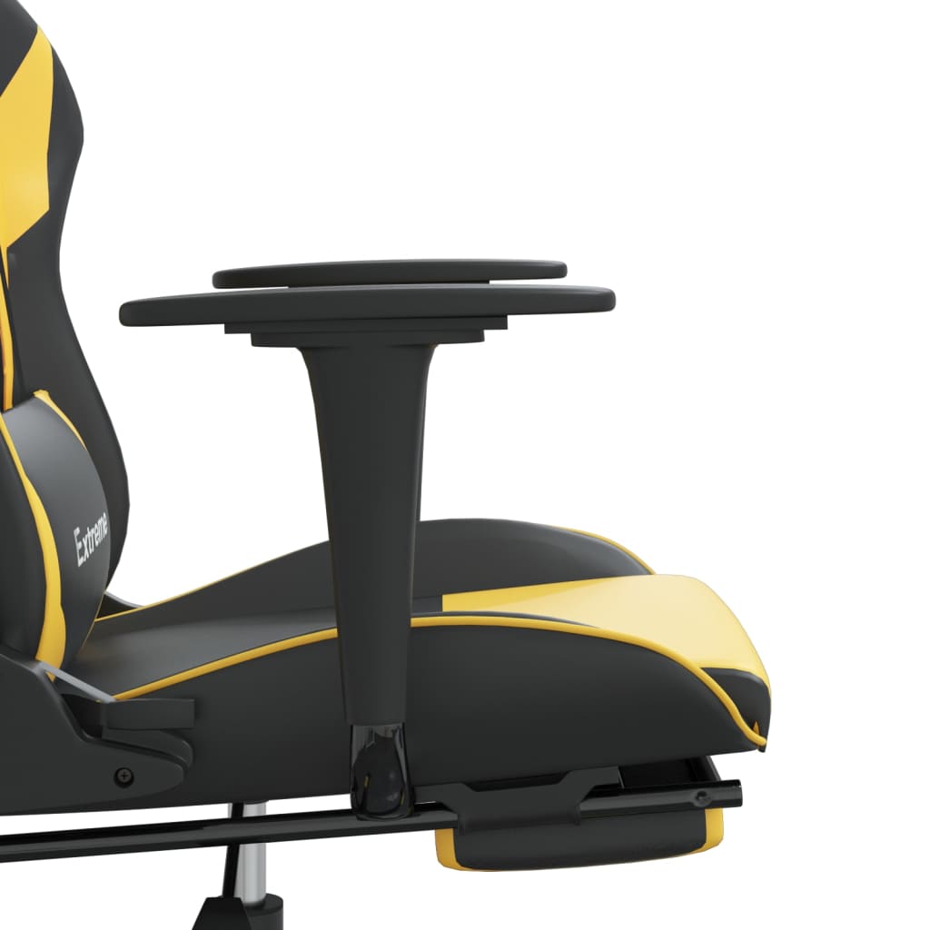 Massage gamestoel met voetensteun kunstleer zwart/goudkleurig is nu te koop bij PeponiXL, paradijselijk wonen!